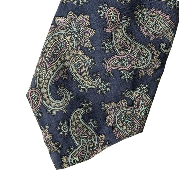 Preswick and Moore Silk Tie Handmade Dusty Blue Lavender Gray Chambray EUC - Picture 2 of 5